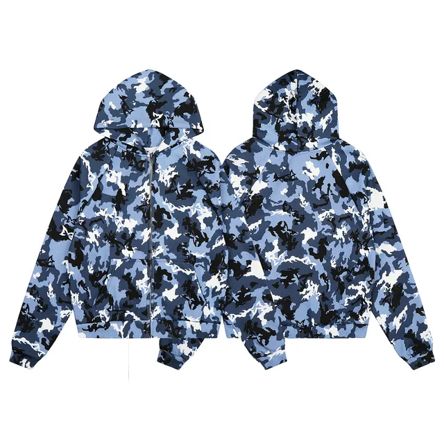 Zip-Up Hoodie Blue Camo
