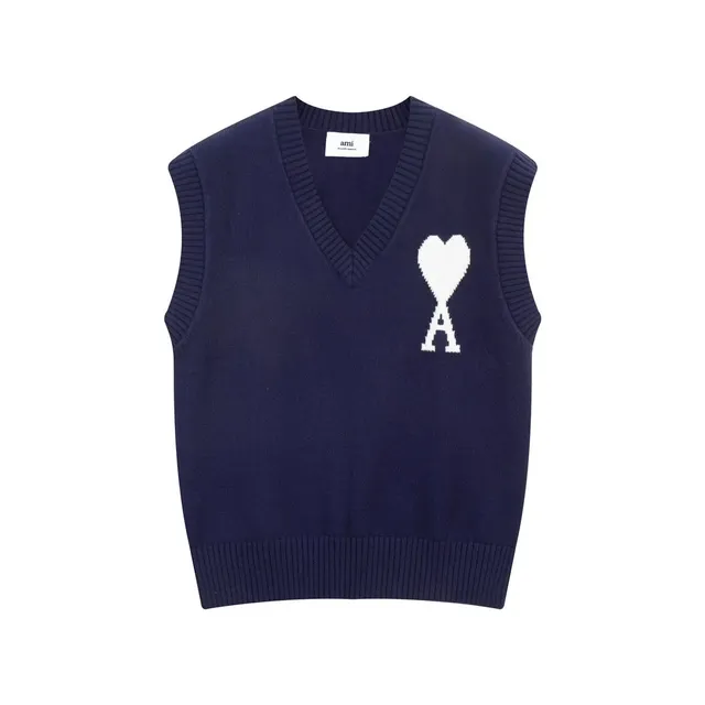 AMI Paris V-Neck Sweater Vest Heart Logo