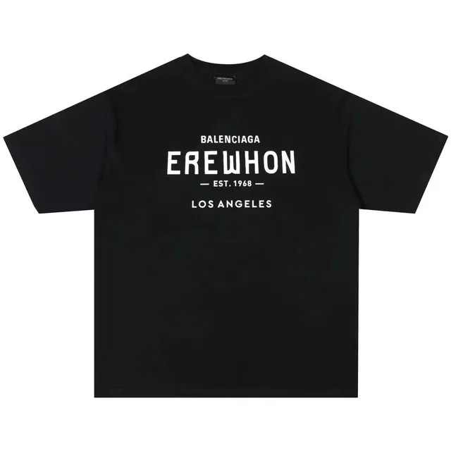 Balenciaga t-shirt black tee with inverted 'EREWHON' text