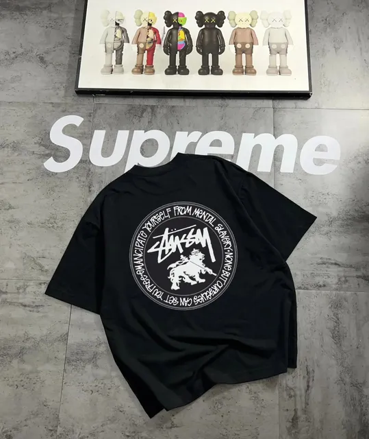 Stüssy t-shirt back-printed circular logo with lion