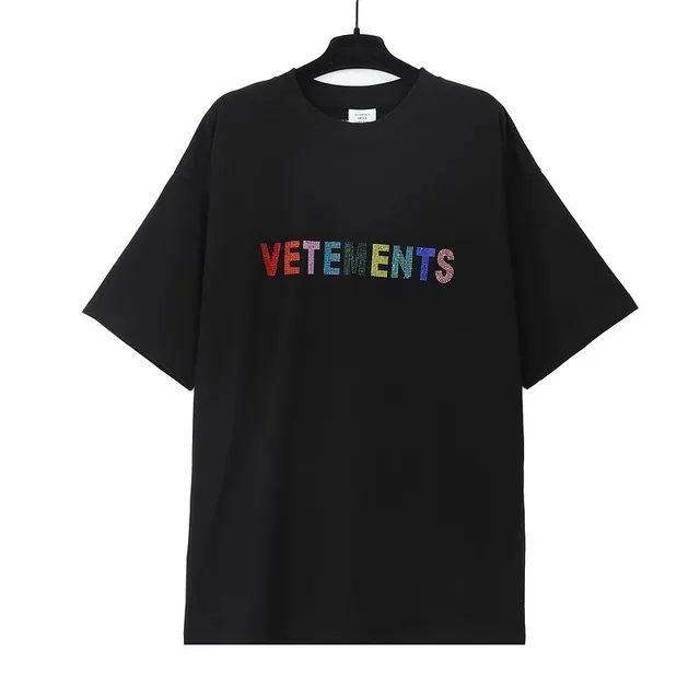 Vetements t shirts Rainbow Crystal Logo