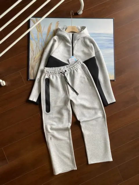 Nike Tech Fleece Hoodie and Joggers Heather Grey with Black Panels