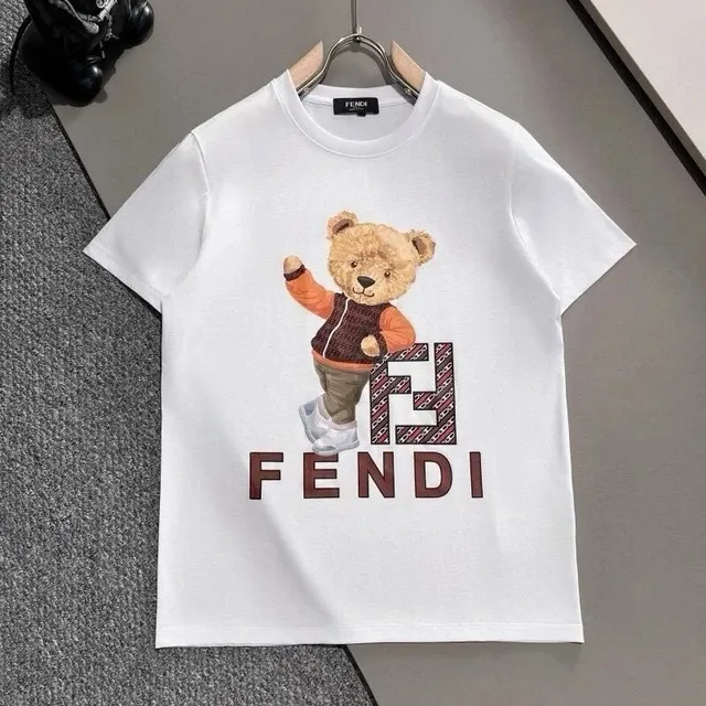 Fendi Teddy Bear Graphic Tee Brown Logo Print
