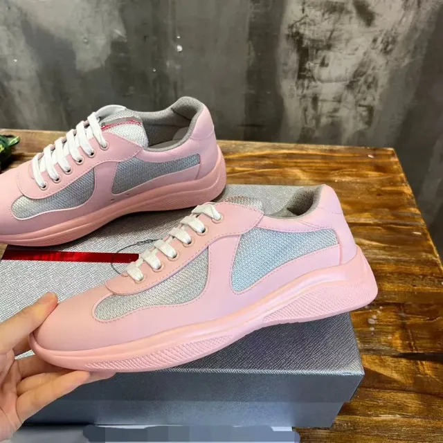 Prada Trainer Pink and Silver Mesh
