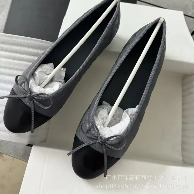 Chanel Ballerina Flats Quilted Bow Toe Cap