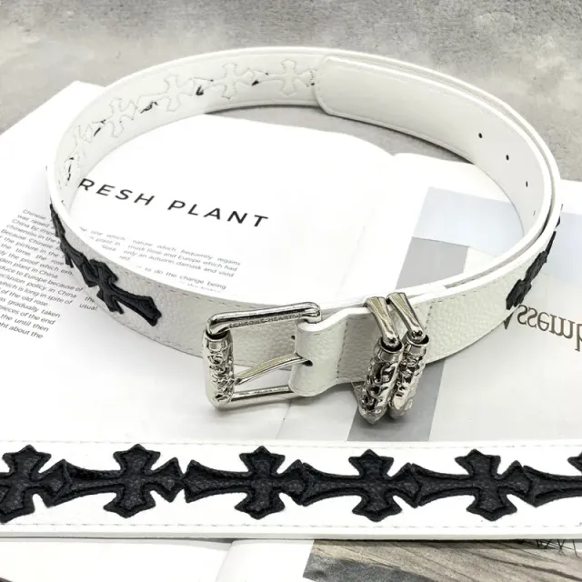 [15 black crosses on white background-thickened roller] crow ch holy sword heart belt