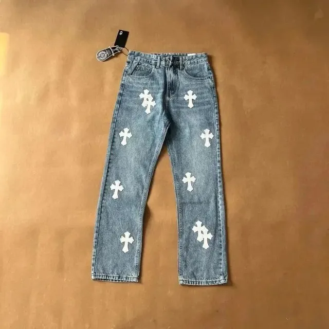 Chrome Hearts Jeans Cross-Embroidered
