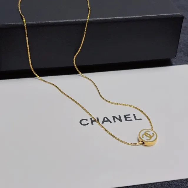 Chanel CC Logo Necklace Enamel Pendant