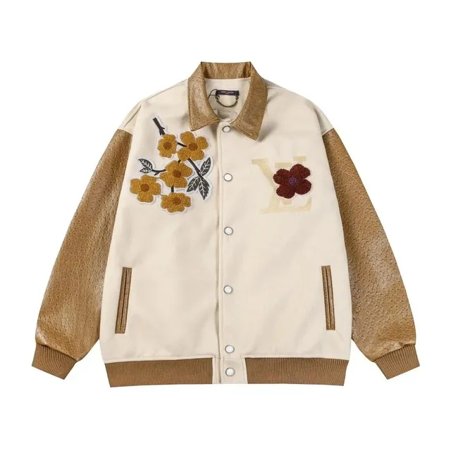 Louis Vuitton Floral Patch Jacket Ostrich Leather Sleeves