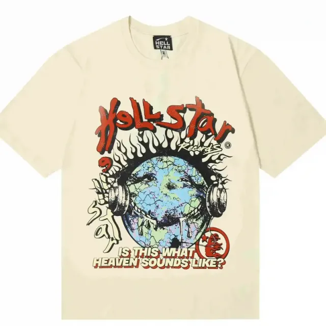 Graphic Tee Hellstar Records Earth Print Beige