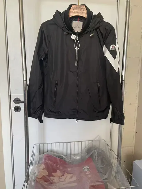 Moncler Hooded Windbreaker White Chevron