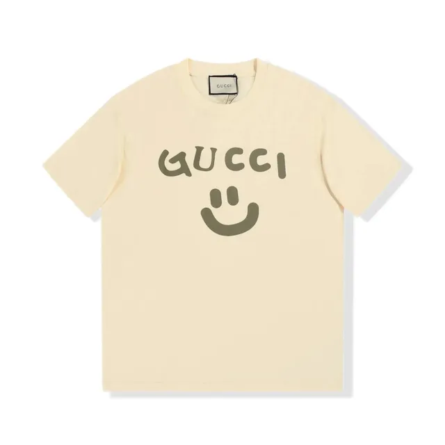 Gucci Smiley Logo T-Shirt Beige with Green Print