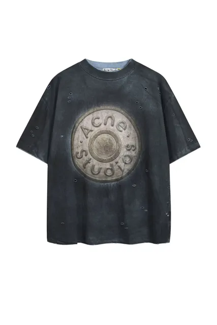 喷色破洞短袖