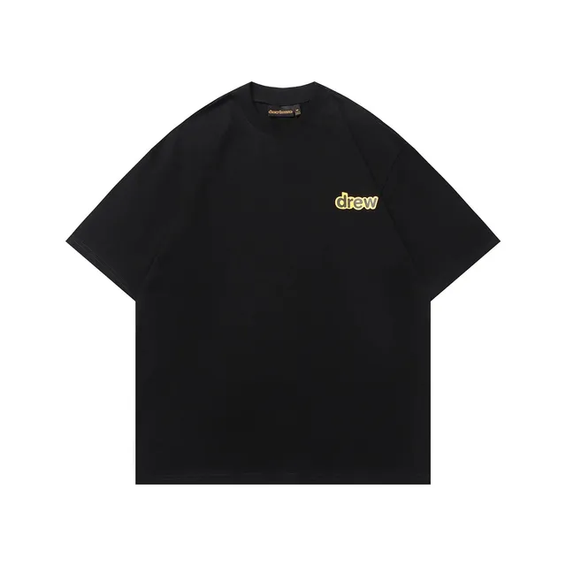 Drew House Logo Tee Black with Yellow Logo