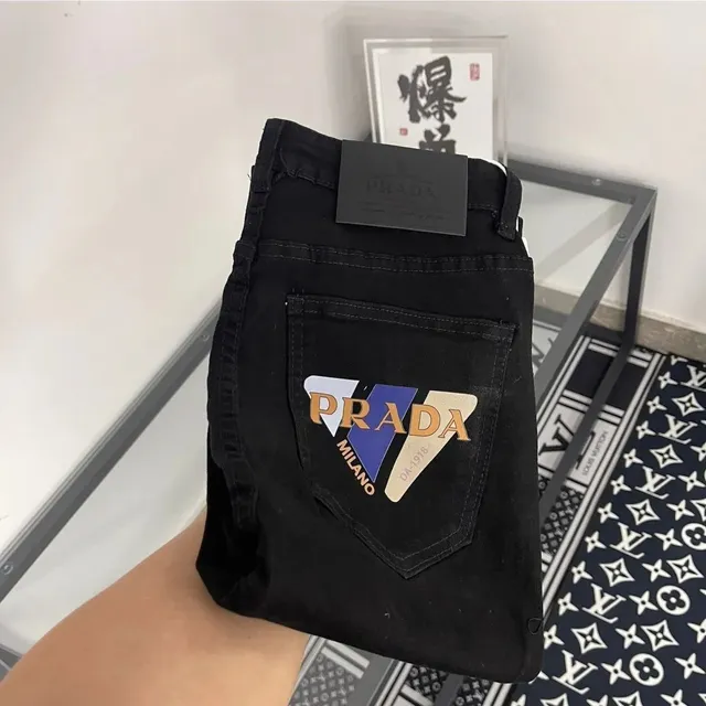 Prada Logo Patch Jeans Tri-Color Logo Patch