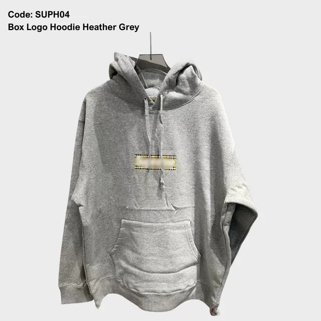 Supreme × Burberry Box Logo Hoodie Heather Grey