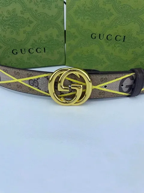 Gucci Horsebit 1955 Belt GG Supreme with Yellow Web