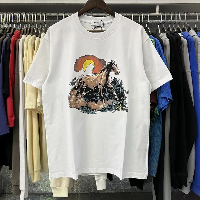 Rhude Graphic Tee Horse Sunset Print