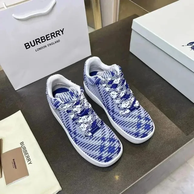 Burberry Knit Sneaker Blue and White Checkered