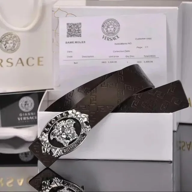 Versace Medusa Belt Embossed Greca Pattern