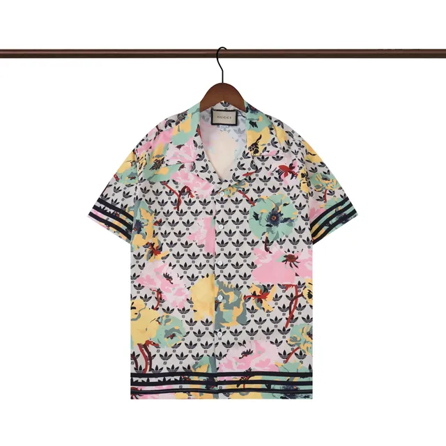 Gucci Short-Sleeve Shirt Floral Adidas Logo Print