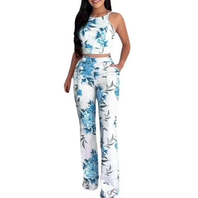 Floral Two-Piece Set Blue Floral Print