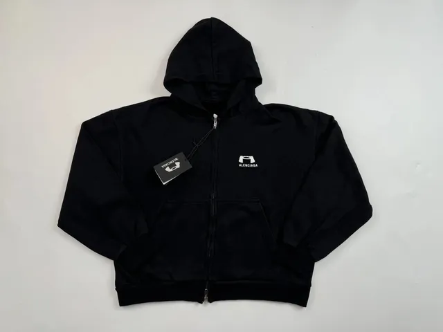 Balenciaga Zip-Up Hoodie Logo Embroidered
