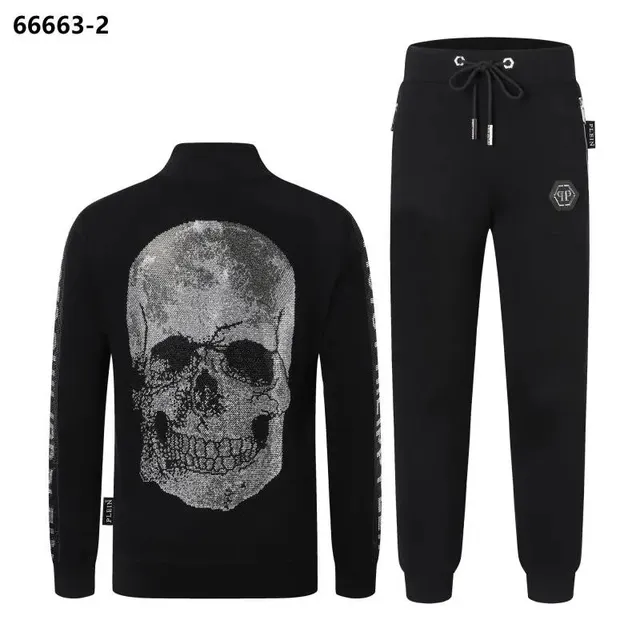 Philipp Plein Skull Sweatshirt and Joggers Set Crystal Skull Print
