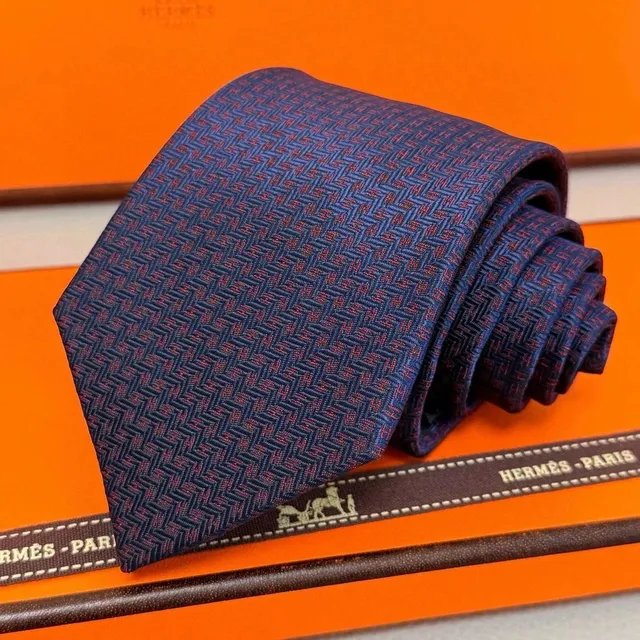 Hermès Silk Tie Herringbone Pattern