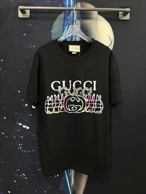 Gucci Graphic T-Shirt Rainbow Interlocking GG Print