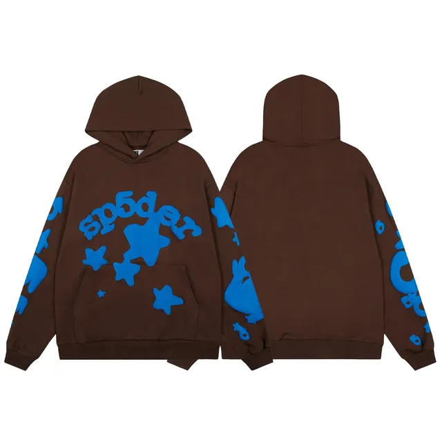 Sp5der Hoodie Blue Graphic Print