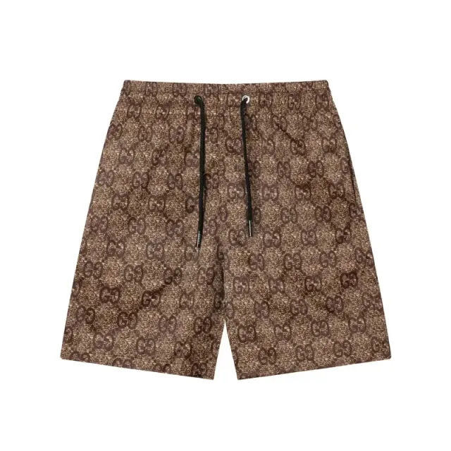 Gucci GG Monogram Shorts Brown Beige Print