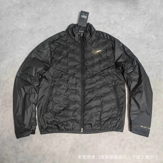 Black long sleeved down jacket