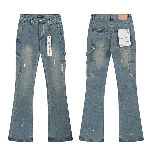Levi's Flared Cargo Jeans Distressed Speckled Wash