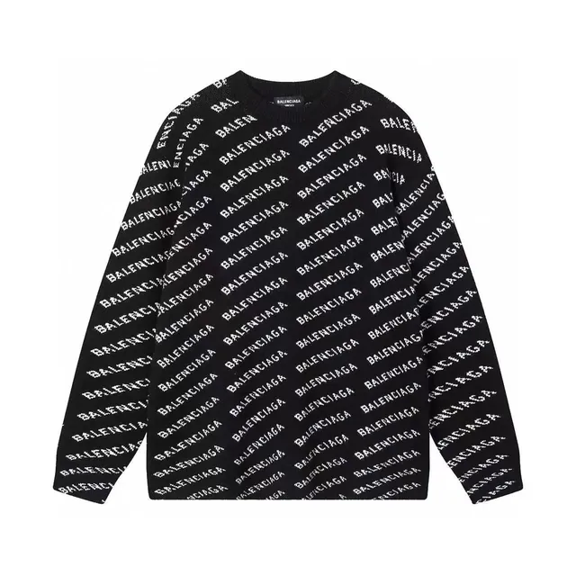 Balenciaga Logo Knit Sweater All-Over Logo