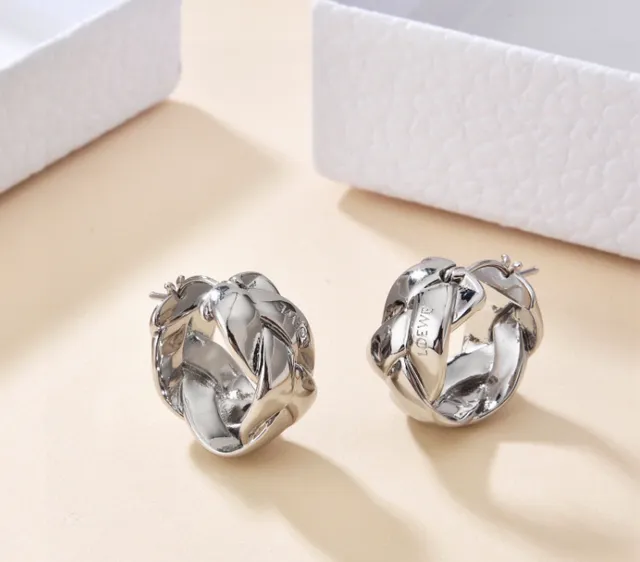 Loewe Puzzle Hoop Earrings Metallic