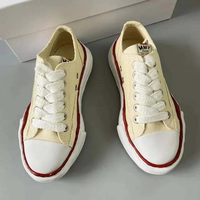 Maison Mihara Yasuhiro Canvas Sneaker Beige with Red Trim