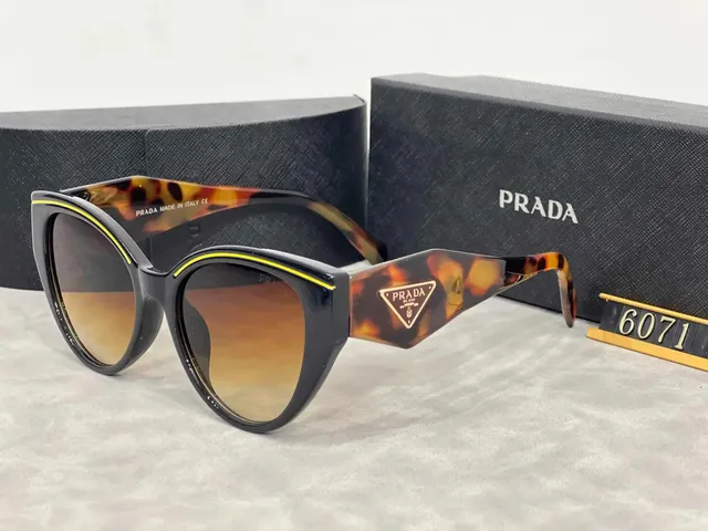 Prada Cat-Eye Sunglasses Tortoiseshell with Yellow Trim