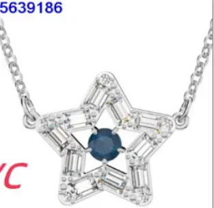 Five-pointed star blue diamond necklace
