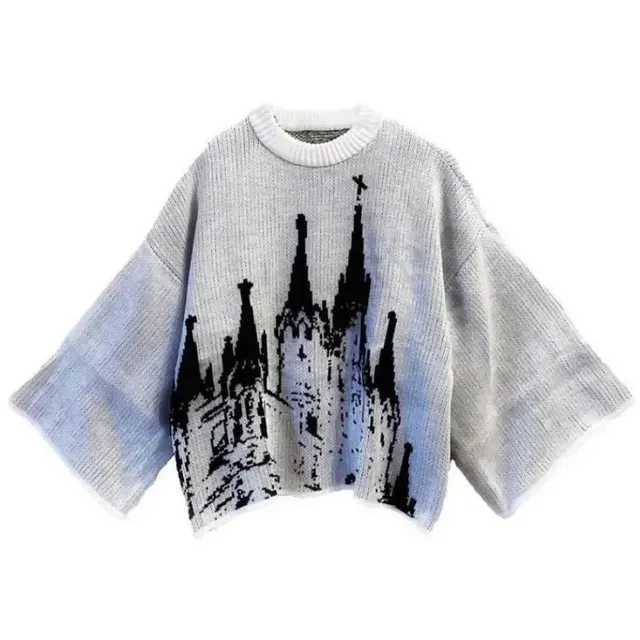 Knit Sweater Cathedral Print