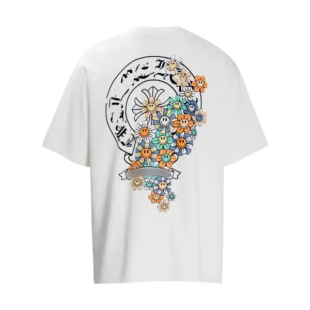 Chrome Hearts Graphic Tee Smiley Floral Print