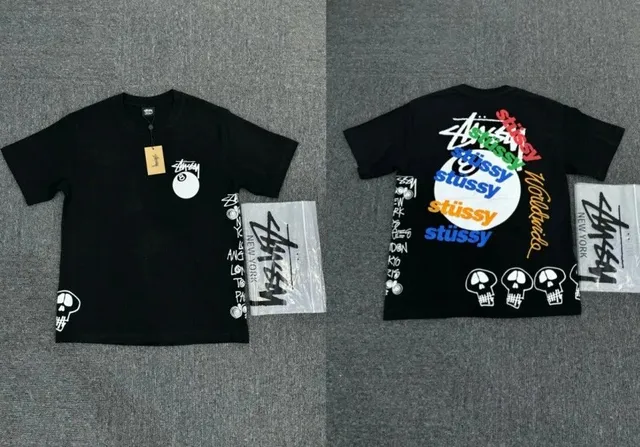 Stüssy Short-Sleeve T-Shirt Skull and Logo Print