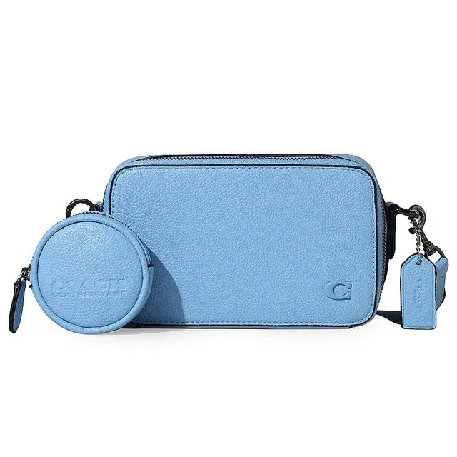 Coach Camera Bag Set Sky Blue Leather