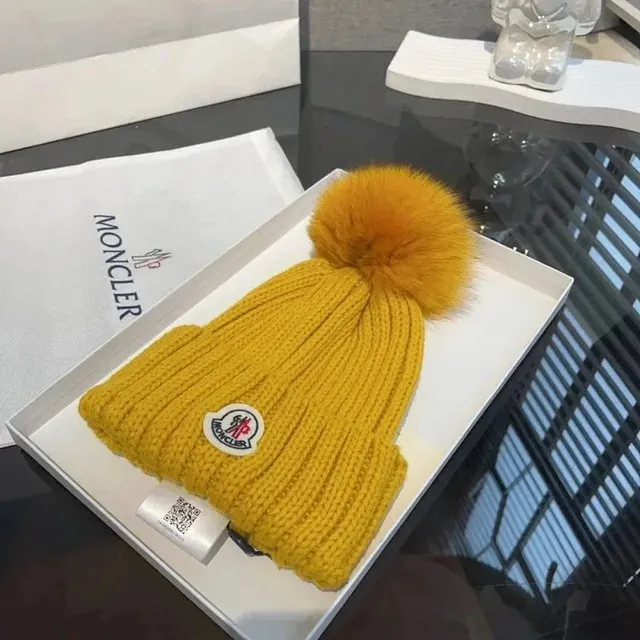 Moncler Knit Beanie Fur Pom-Pom