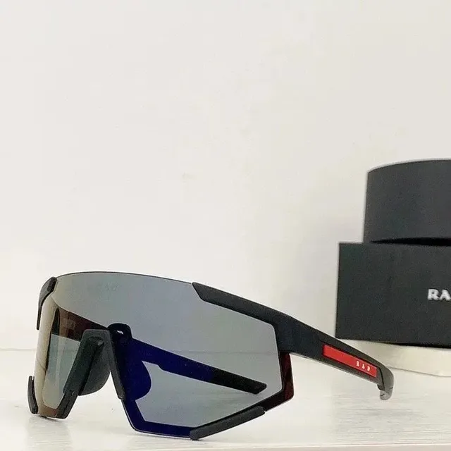Prada Sport Shield Sunglasses Black Frame with Red Logo