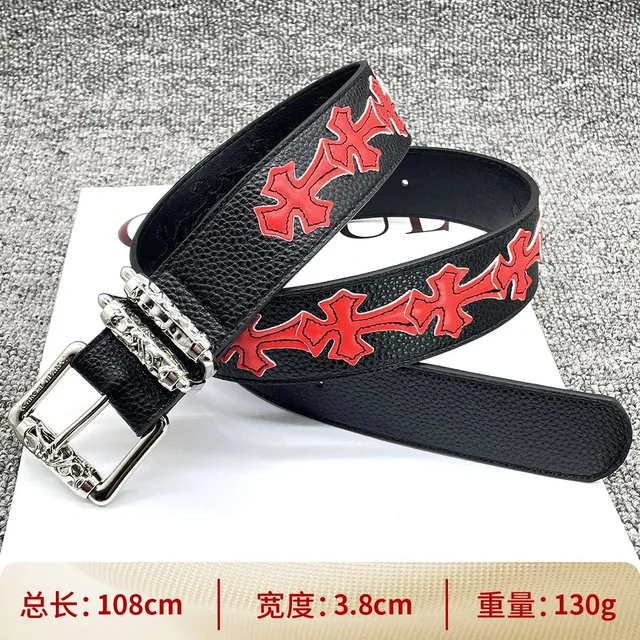 Chrome Hearts Cross Belt Red Cross Embroidered
