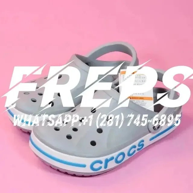 Crocs Classic Clog Grey with Blue Stripe