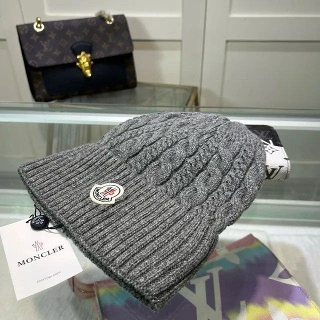 Moncler Cable Knit Beanie Logo Patch
