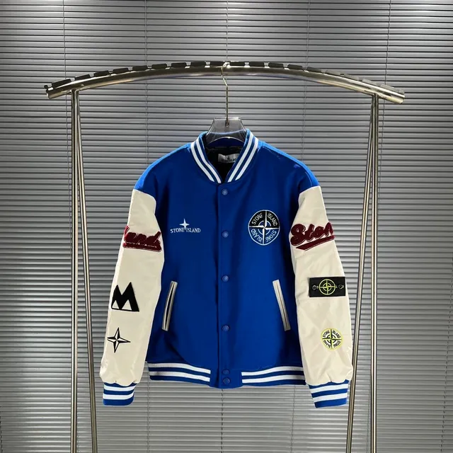 Stone Island Varsity Jacket Two-Tone with Embroidered Logos