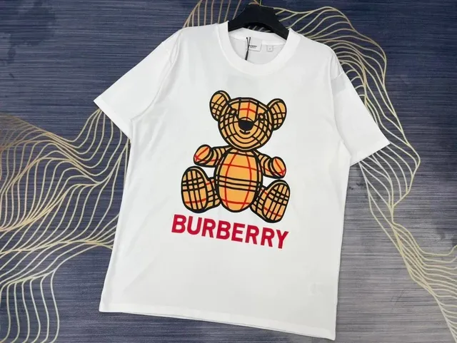 Burberry Bear Graphic Tee Checkered Bear Print